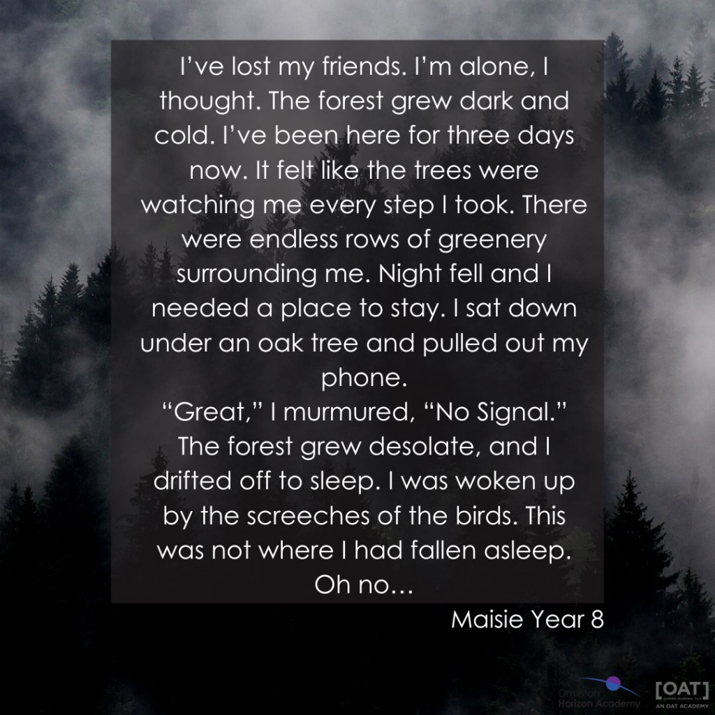 Forest picture with creative writing