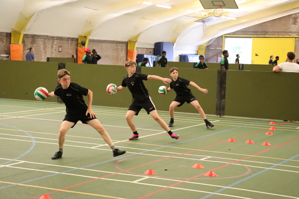 boys playing dodgeball