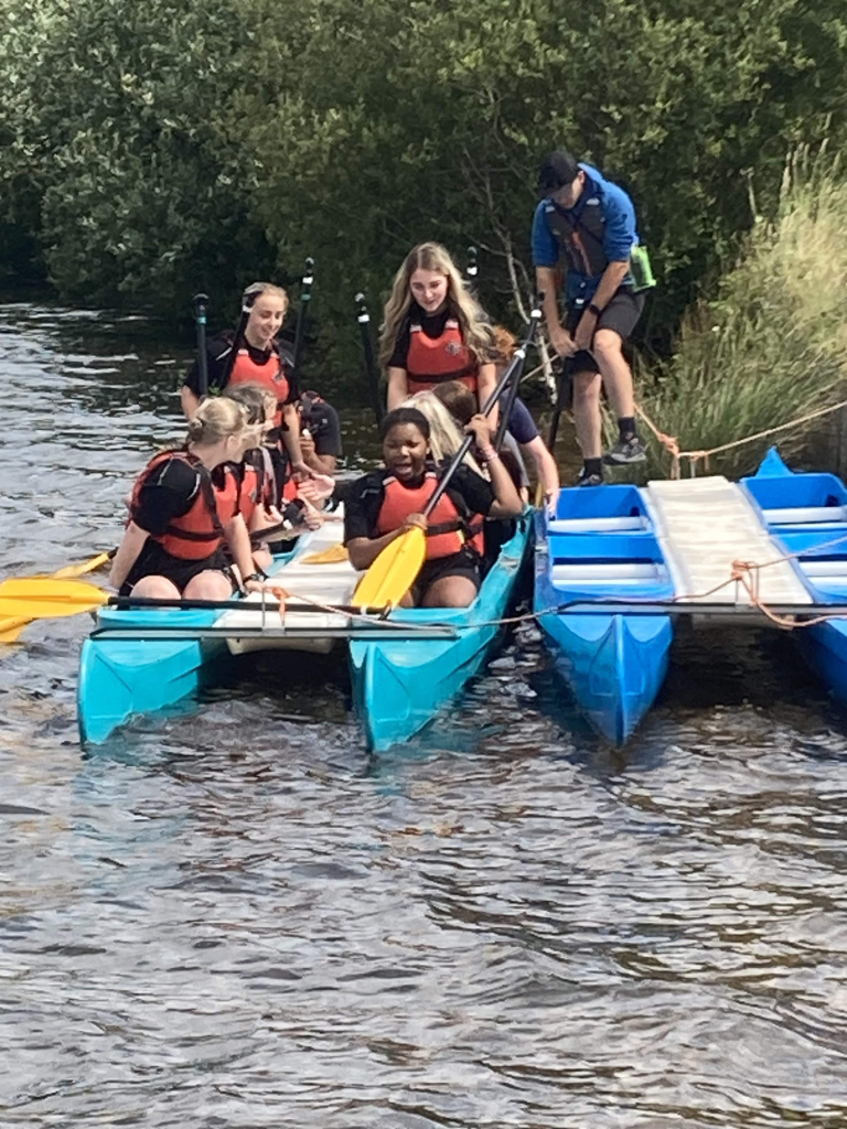 students on boat