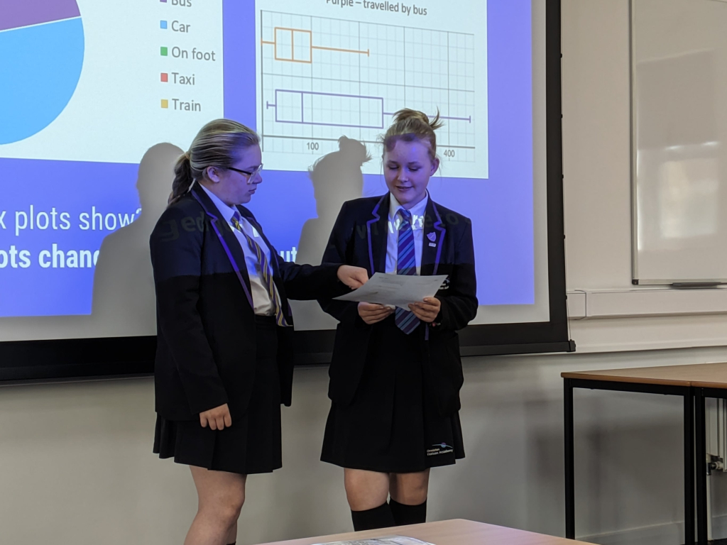 two students infront of board