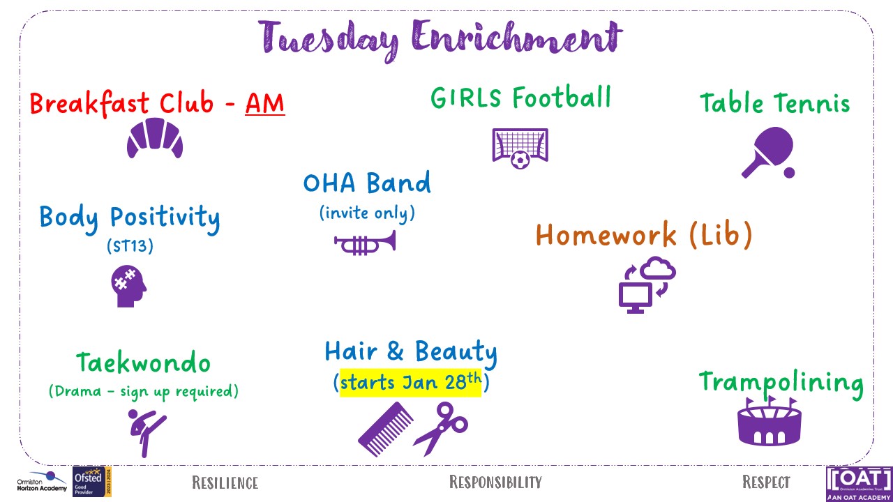 enrichment timetable