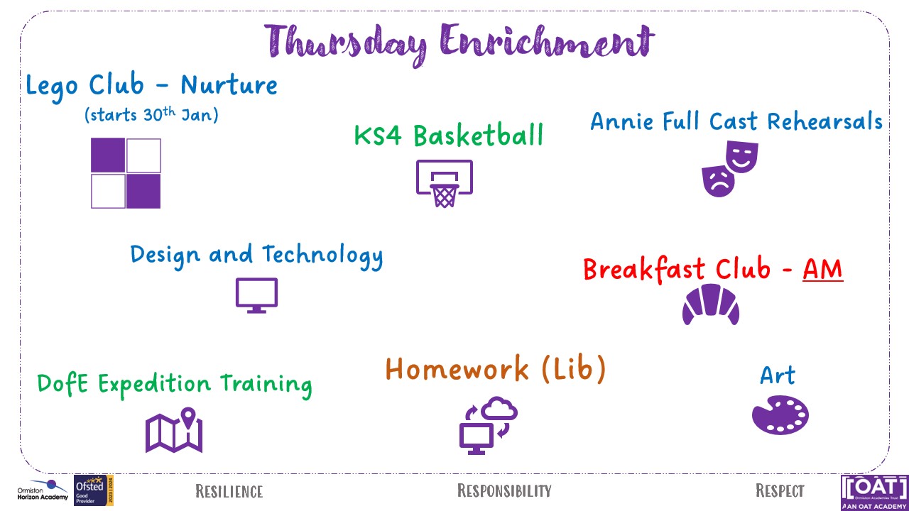 enrichment timetable