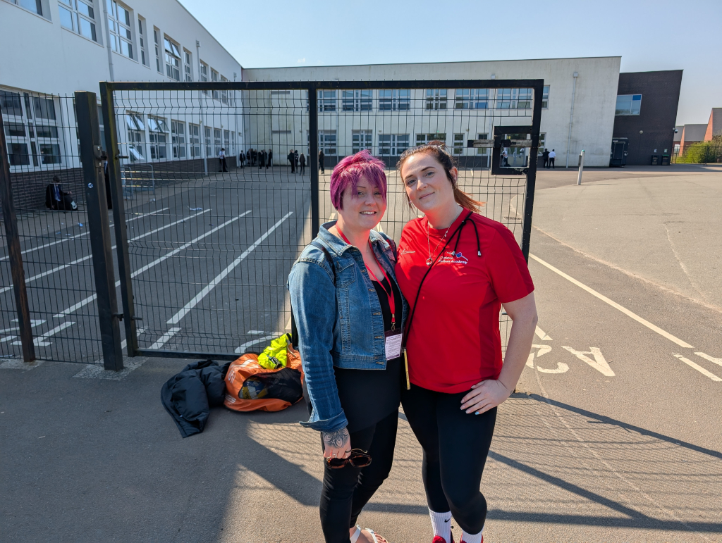 staff with family member