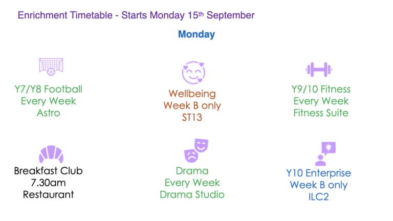 enrichment timetable