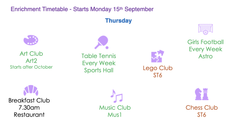 enrichment timetable