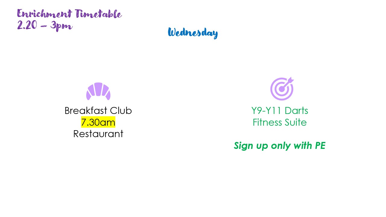 enrichment timetable