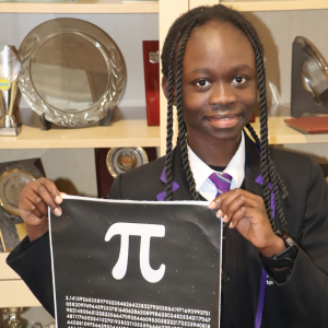student with Pi poster